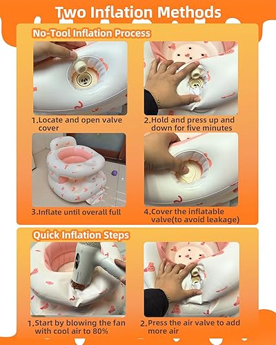 Miniatura 6 de Asiento de bebé inflable para bebés de 3 a 36 meses, silla de bebé con bomba de aire integrada, asiento de piso para bebé, asiento Bumbo para