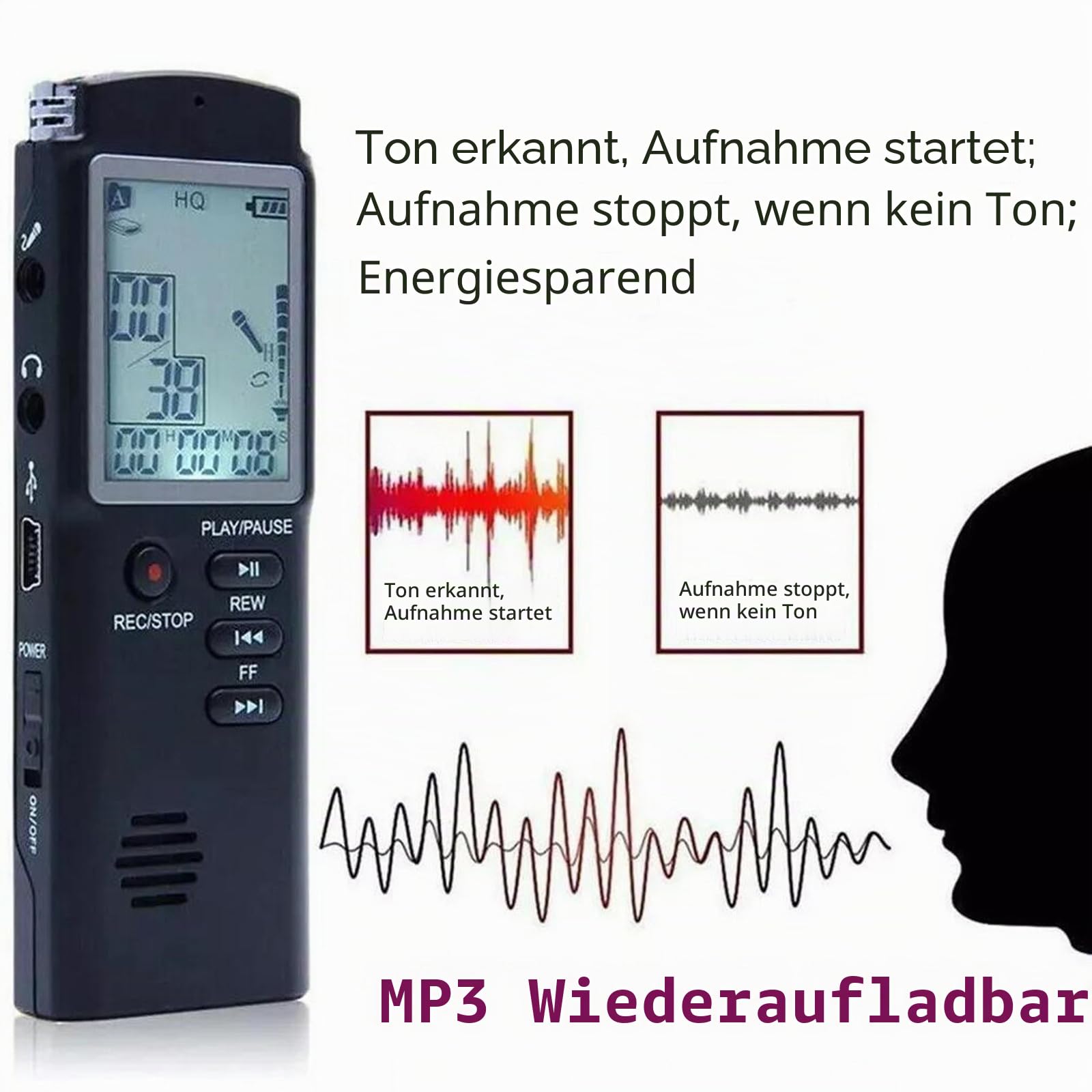 BODYA 8 GB Ghost Hunting EVP Voice Recorder Paranormale Ausrüstung Spirit Digital Voice Box mit Kopfhörer und Mikrofon