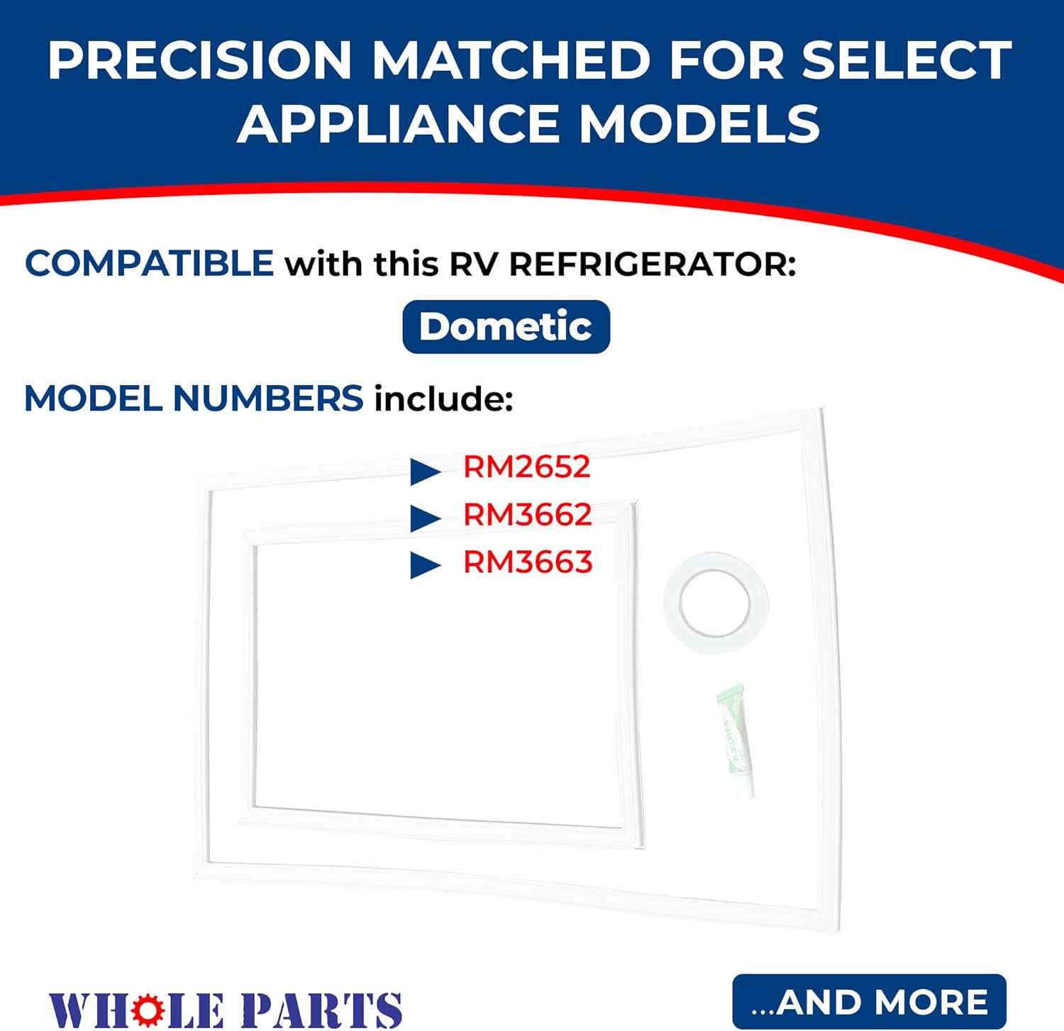 Upgraded Whole Parts RV Refrigerator Double Door Replacement Gasket Kit Part# 3108704374 - Replacement & Compatible with Some Dometic RV Refrigerators