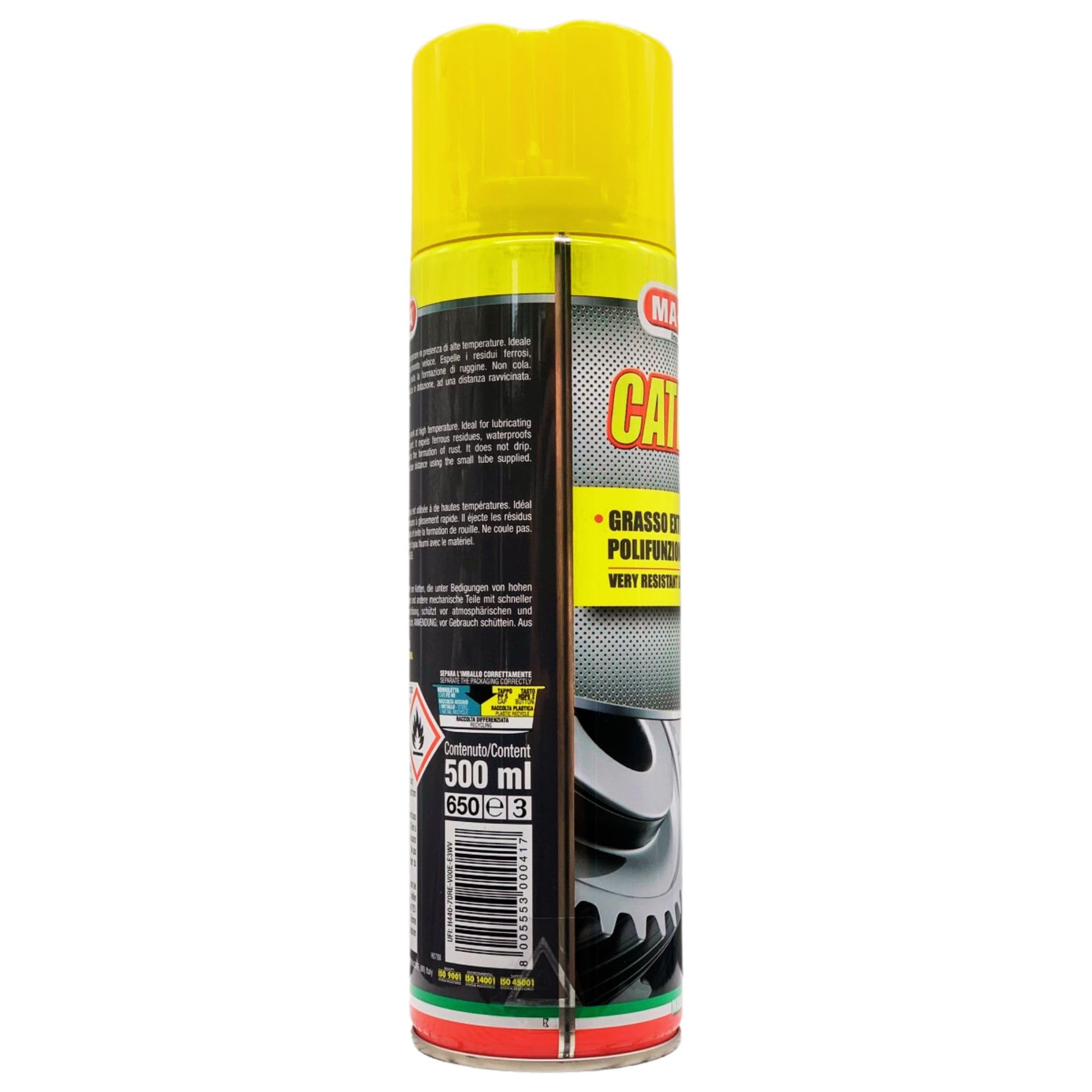 SET: Grasso Spray Extra Resistente Polifunzionale CATENOIL, Lubrifica e Protegge In Modo Ottimale Ogni Tipo Di Catena 500ml + Confezione Da 5 Panni In Microfibra (3xSpray+Panni)