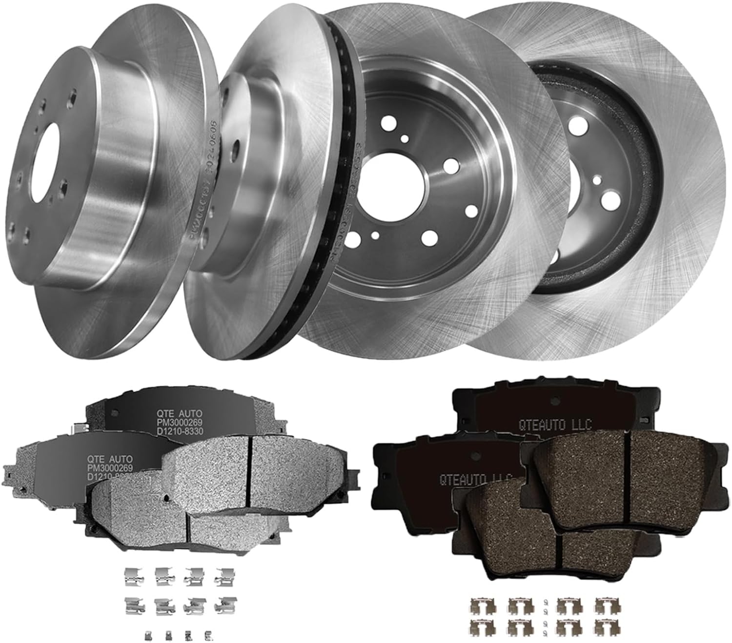 PM Auto Set of 12 Front 275mm-Rear 281mm Brake Disc Rotors-Ceramic Brake Pad Kit Replacement For 2006-2018 Toyota RAV4