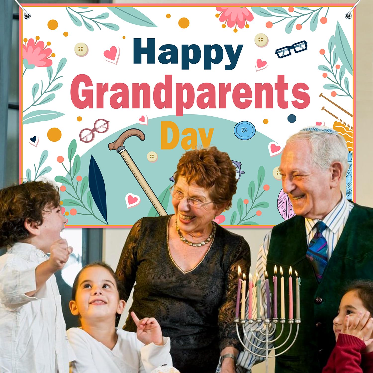 Leowefowa Happy Grandparents Day Photography Backdrop 7x5ft