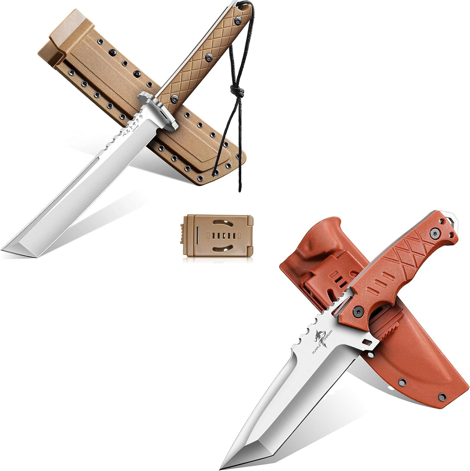 Purple Dragon Camping Knife-Japanese Tanto Knife with Sheaths