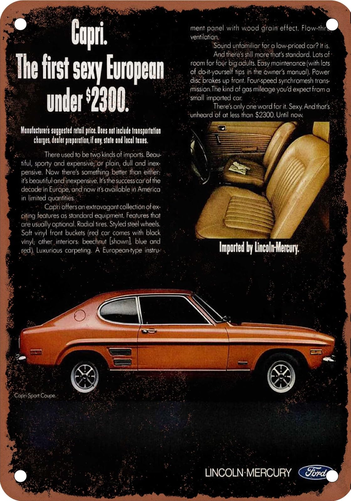 Miaomansenstore Metal Sign - 1970 Mercury Vintage Ad 05 - Old Retro Rusty Look Home Decor