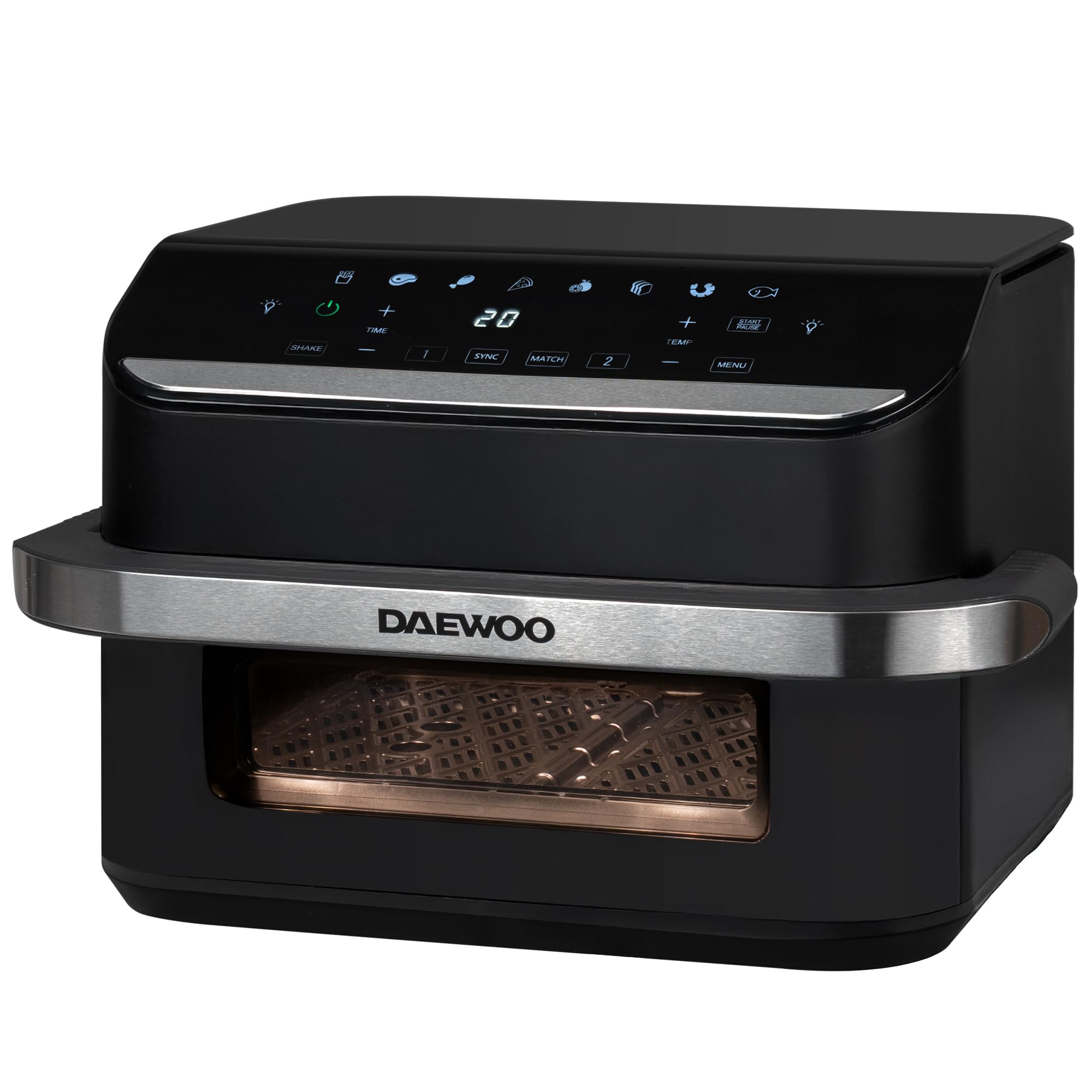 DAEWOO Mega Drawer 10L Dual Air Fryer Grill Sync Finish 8 Smart Cooking Presets
