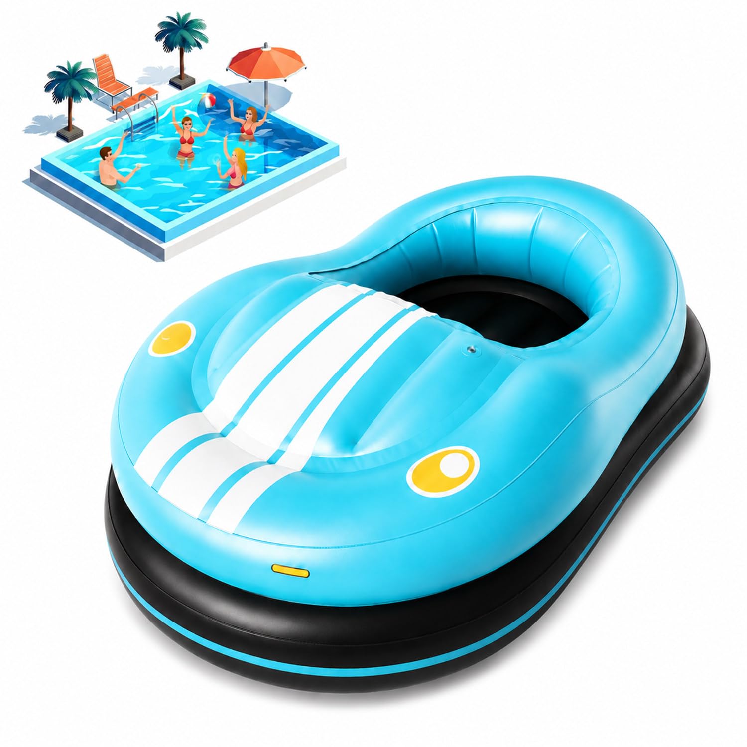Motorized Pool Floats for Adults, Inflatable Electric Bumper Boat