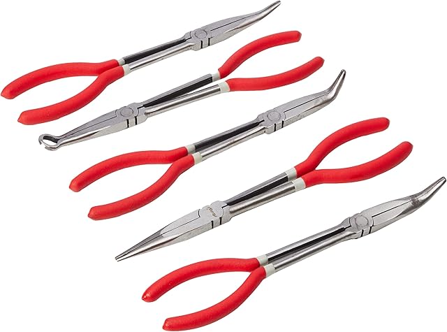 Neilsen CT3007 5 Piece 11" Long Reach Pliers Set - Red (1-Piece)