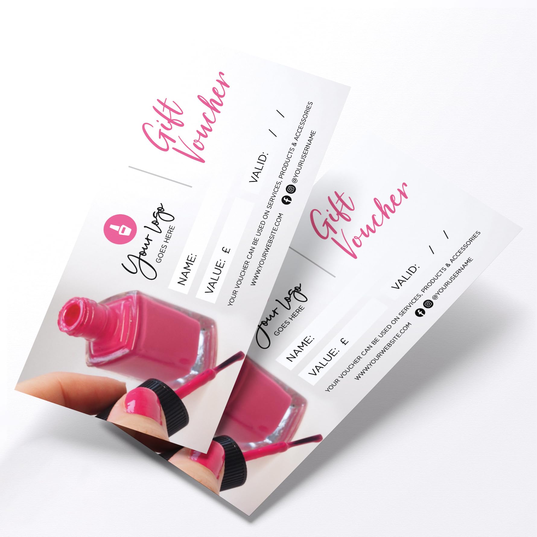 MJ DESIGN & PRINT Personalised Gift Voucher Cards, 400gsm Silk Card, For Nail Artist, Beauty, Beautician, Design, Art, Manicure Business 6