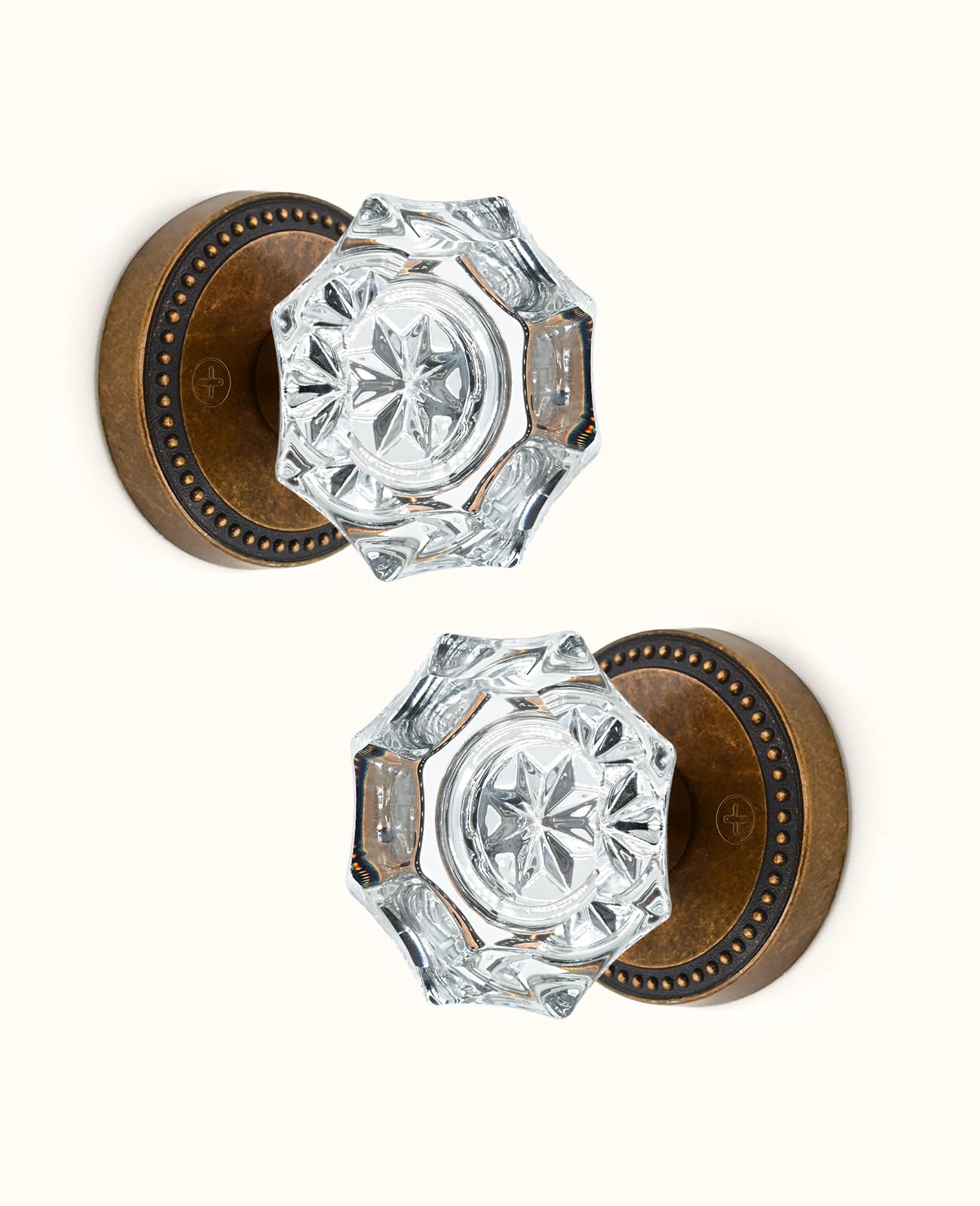 Champagne Bronze Crystal Door Knobs - Privacy Lock -8