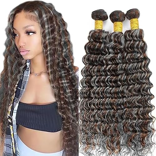 P4/Grey Bundles Human Hair 18 20 22 Inch Deep Wave Highlight