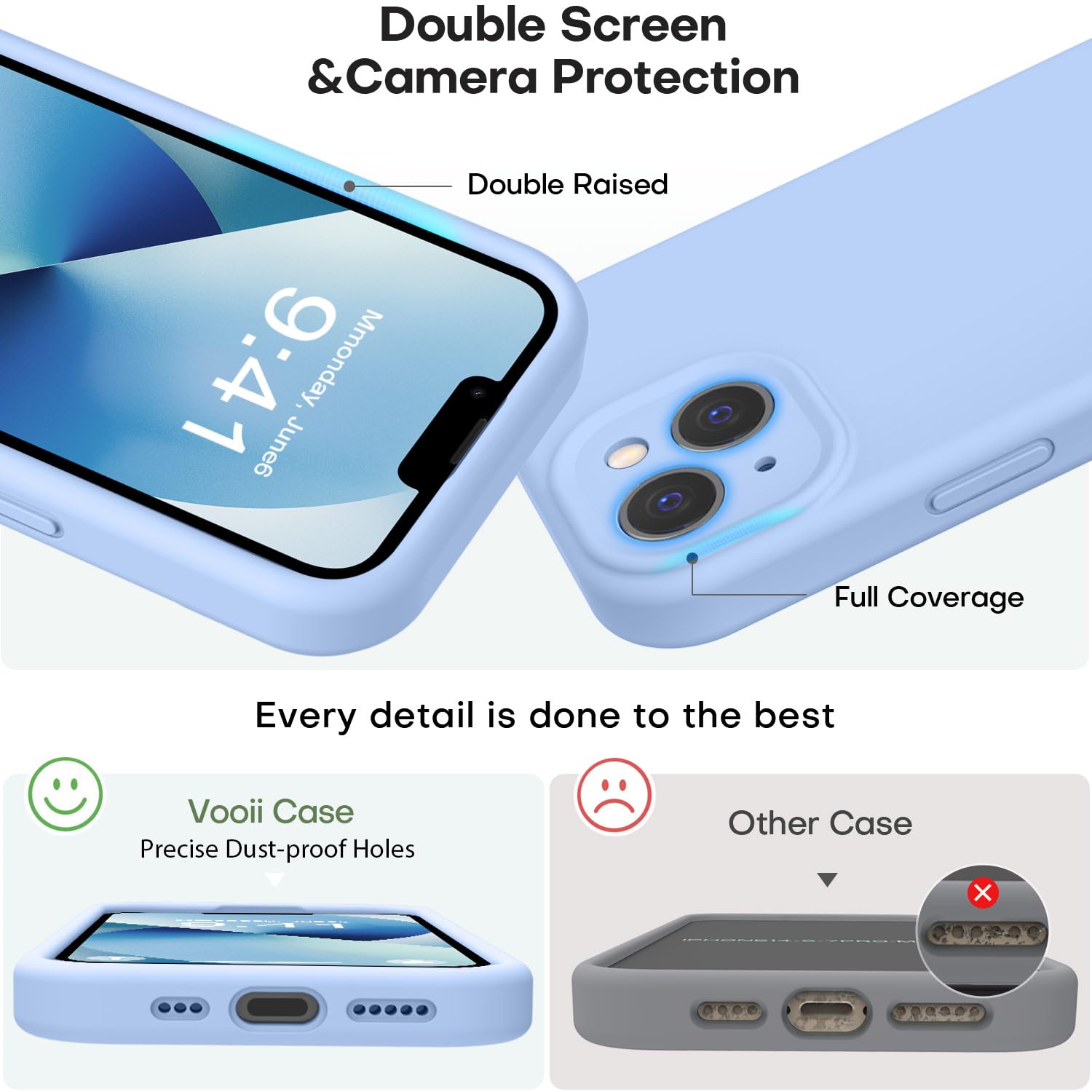 Vooii Flüssigsilikon-Hülle Für IPhone 13 – Stoßfest, Mit Kameraschutz & Weichem Futter, Unterstützt Wireless Charging