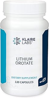 Klaire Labs Lithium Orotate 4.8 mg - May Help Balance Mood - Bioavailable Lithium Orotate Supplement - Trace Minerals Promote Focus, Memory, Cognitive & Mood Support (120 Vegetarian Capsules)