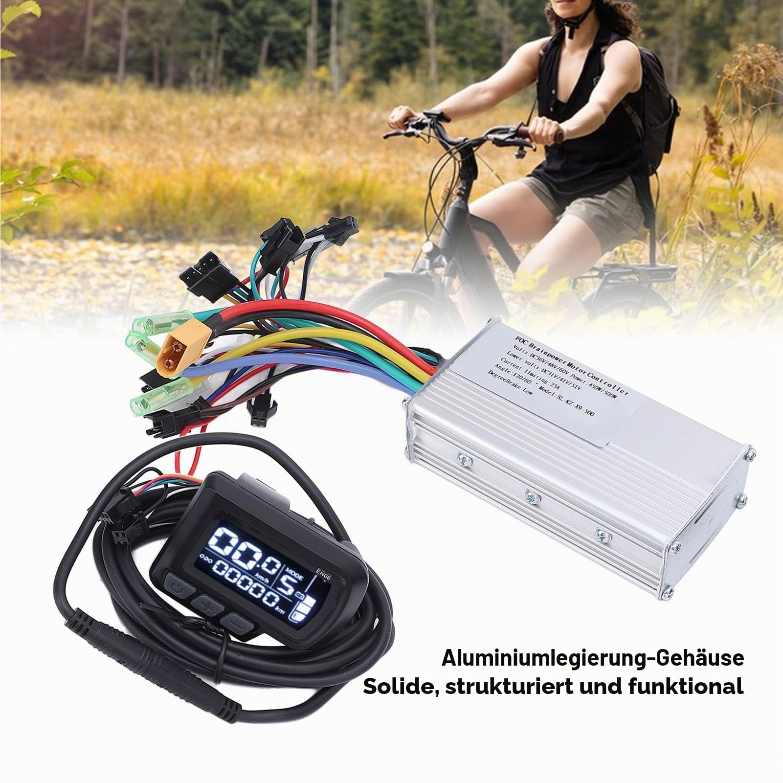 BuyWeek Elektrofahrrad Brushless Motor Controller Kit, 36V 48V 60V 450W 500W Sinuswelle Controller mit EN06 Farb LCD Anzeigefeld für E-Bike Elektroroller