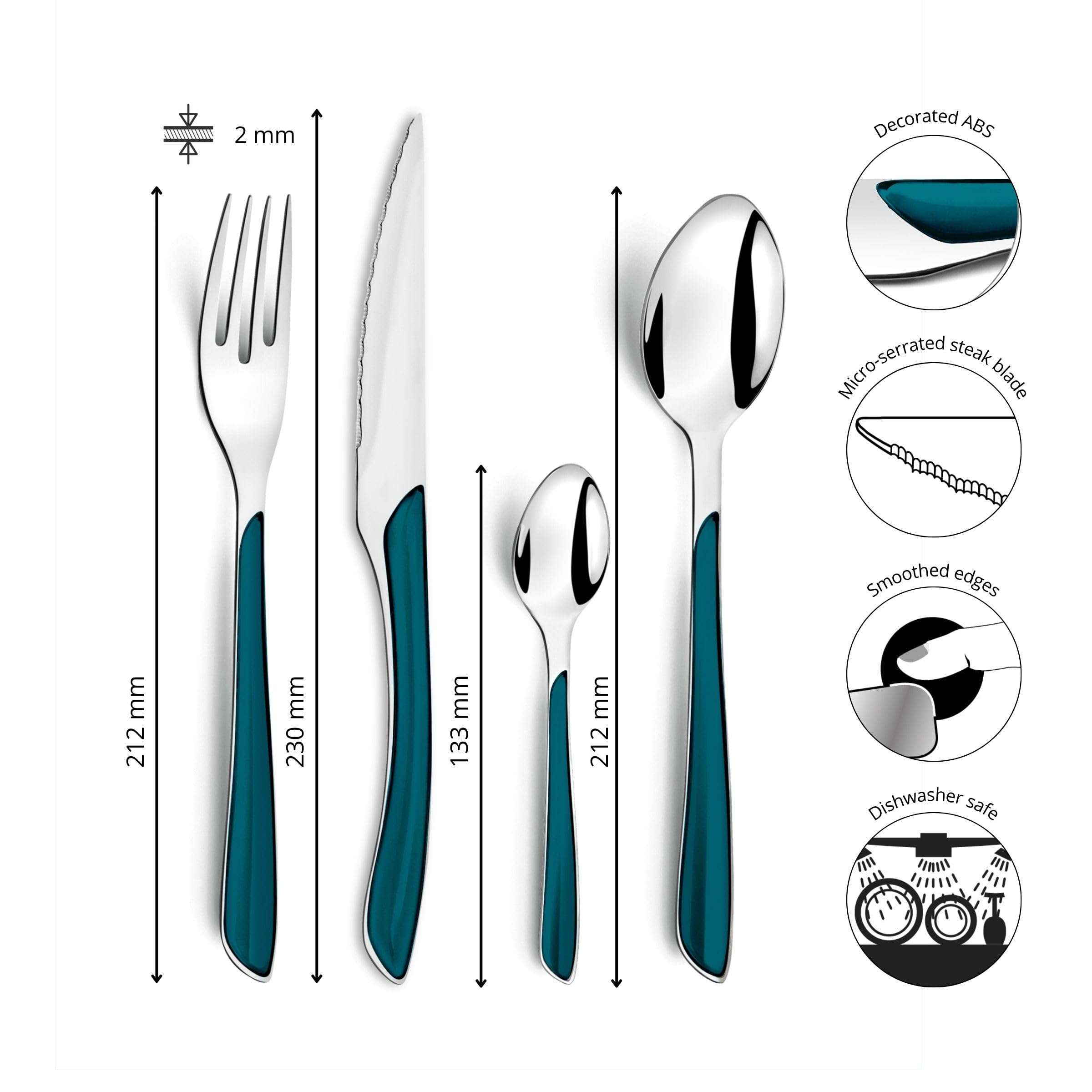 AMEFA - Tafelbesteck 24-teilig für 6 Personen – Eclat – Edelstahl 18/0, glänzende Oberfläche – Entenblau
