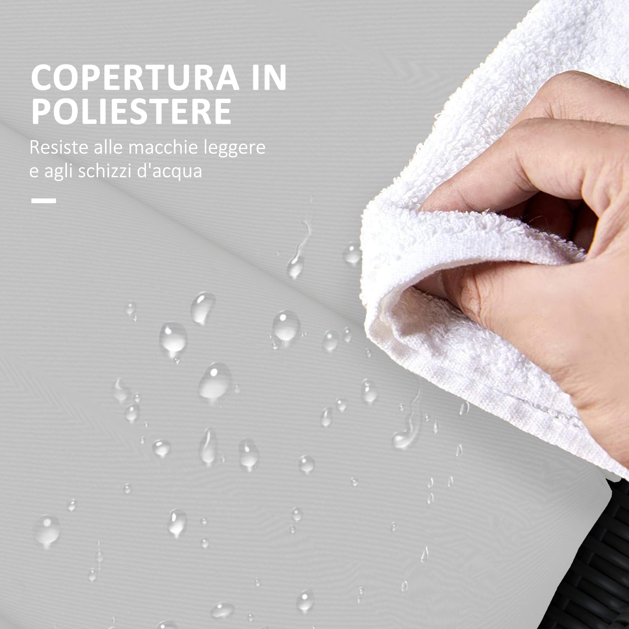 Outsunny Cuscino per Sdraio e Lettino Prendisole, Cuscino Imbottito con Poggiatesta e Lacci in Poliestere Resistente all'Acqua, Grigio Chiaro