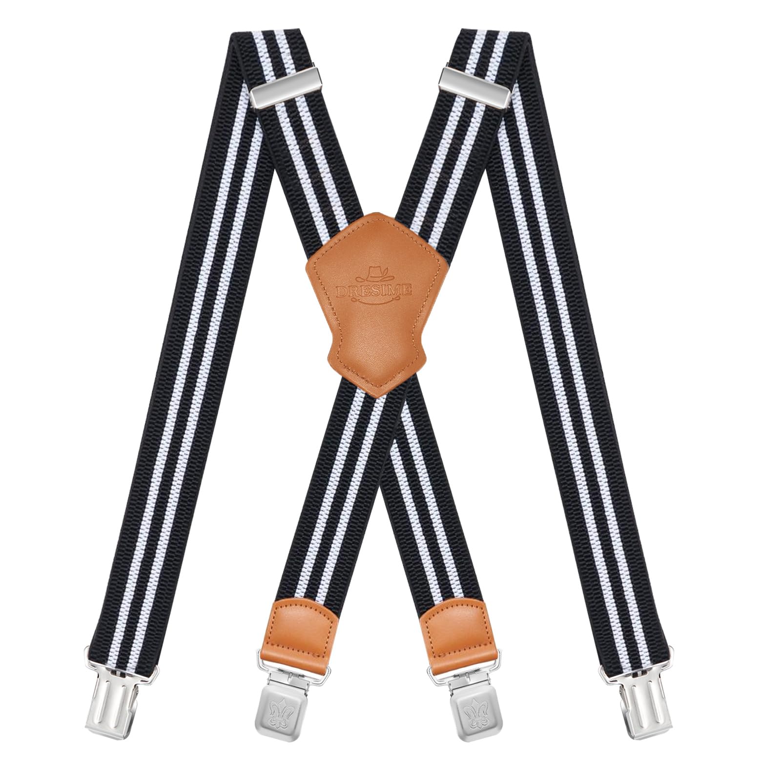 Dresime Bretelle da Uomo per pantaloni con 4 clip forti 4 cm di larghezza, per Uomini e Donne Grandi e alti Larghezza Regolabile di Elastiche e Forma a X Elastica