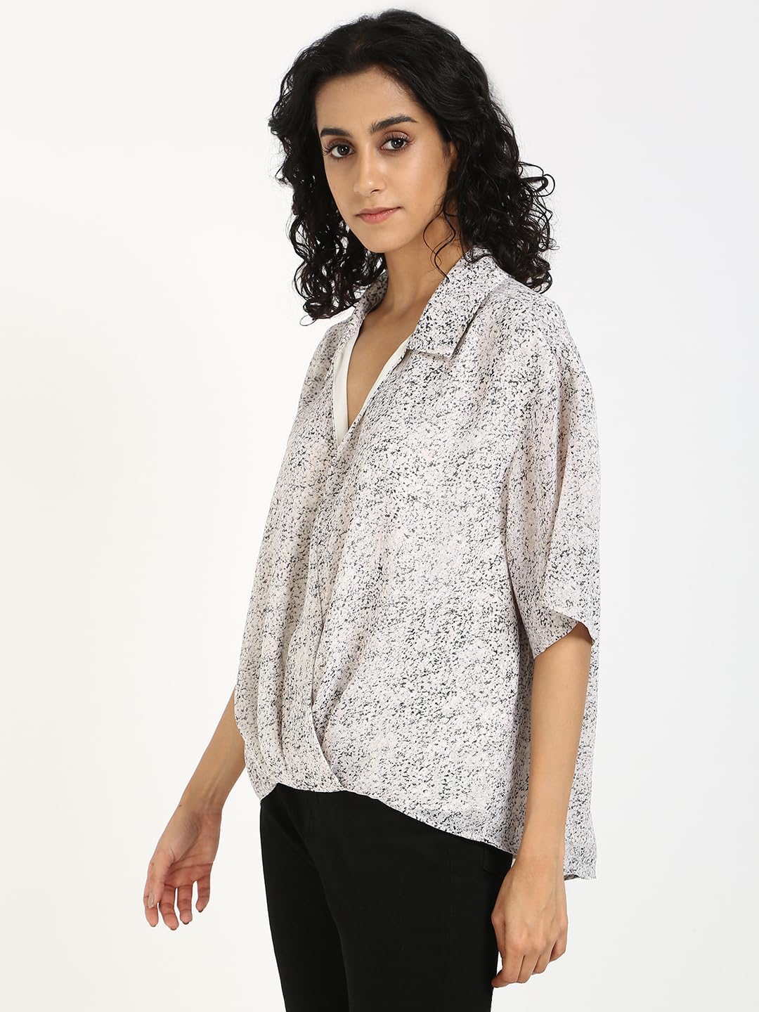 Calvin Klein Womens Chiffon Printed Wrap Top - Image 6