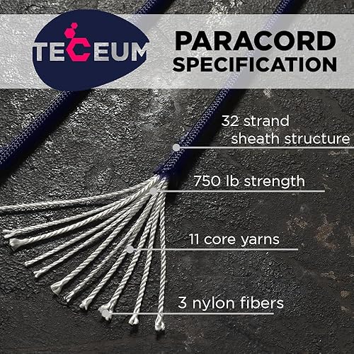 Miniatura 126 de TECEUM Cuerda de paracaídas de 750 libras – 1000 pies / 200 pies / 120 pies / 100 pies / 50 pies – Cuerda de paracaídas para campamento, Camuflaje