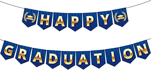 KatchOn, Cartel de graduación 2023  Grande, 10 pies, sin bricolaje  Cartel de graduación azul y dorado, decoraciones de fiesta de graduación de la