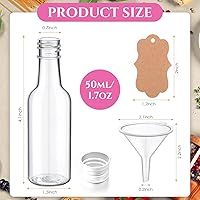 Vista 2 de Yinder 100 botellas pequeñas de licor de 1.7 onzas a granel, pequeñas botellas vacías de plástico con tapas, embudos de papel Kraft, cuerdas