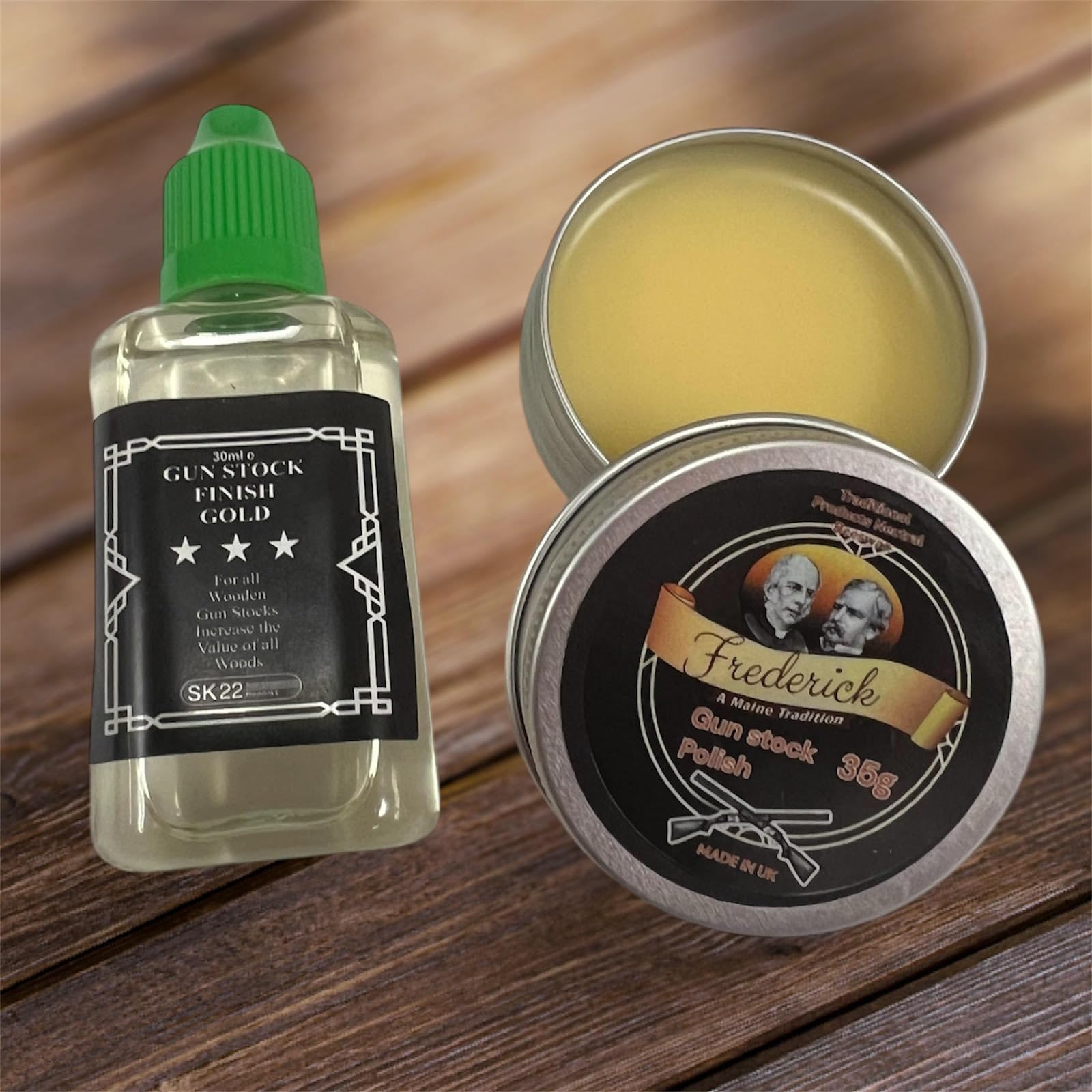 Gold Grade Gun Stock 30ml Oil & Gun Stock Beeswax 30g