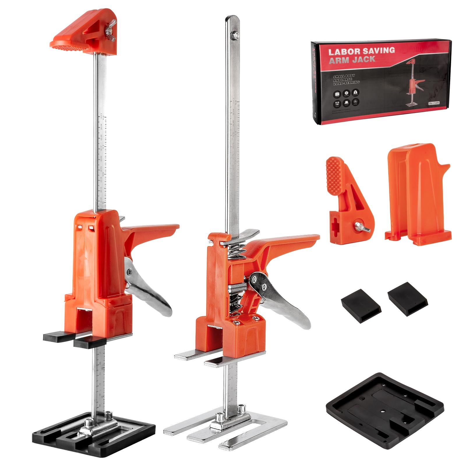2 pezzi Sollevatore per Pannelli di Livellamento a Risparmio di Lavoro,400kg/880lbs,per Pavimenti, Porte, Installazione di Armadi, Sollevatori per Cartongesso, con Scala (39cm)