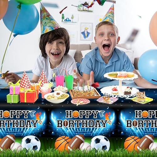Miniatura 3 de 3 manteles con temática deportiva, suministros para fiestas de cumpleaños deportivas, baloncesto, fútbol, fútbol, plástico, manteles desechables