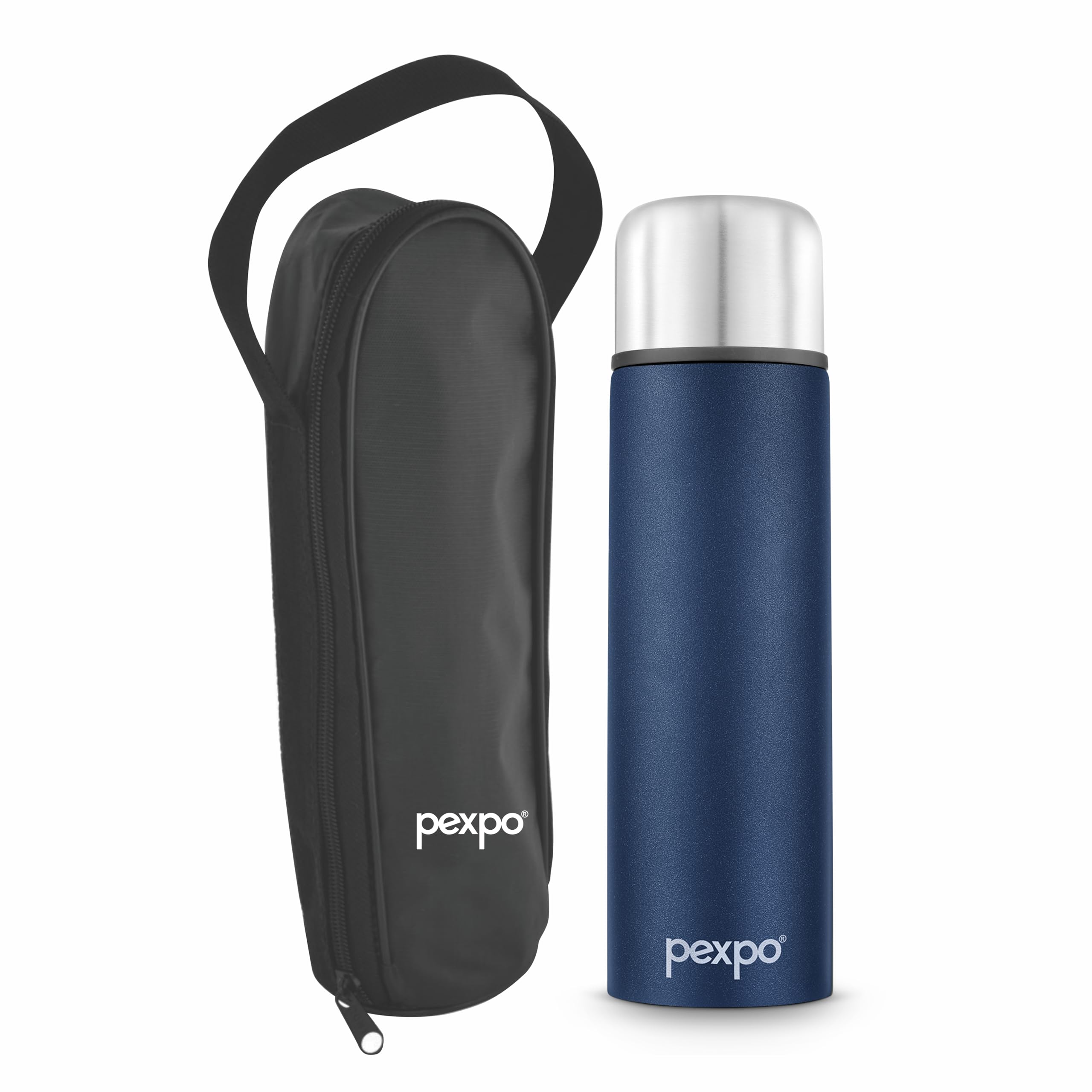 Pexpo Flip Pro Hot & Cold |750 ML Vacuum Insulated Stainless Steel Flask| Denim Blue | Zipper Bag |Steel Bottle|Thermoflask|Leak Proof|Travelling|School & Trekking|Office|Gym (B0CM14219K) Amazon Price History, Amazon Price Tracker