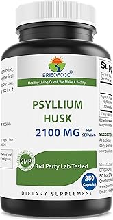 Brieofood Psyllium Husk Fiber Supplement with Lactobaciilus Acidophillus (La-14) - 2100mg per Serving - 250 Capsules - Helps Support Digestion, INTESTINAL Health & Regularity
