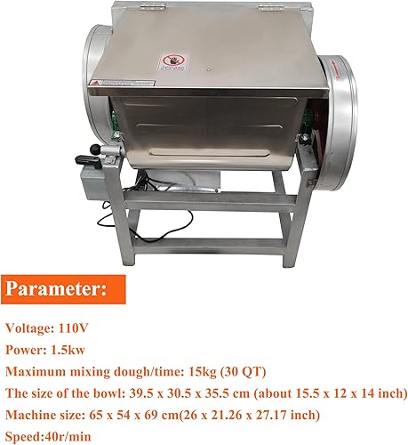 Miniatura 6 de HQHAOTWU Mezclador de masa Mezclador eléctrico de alimentos Máquina mezcladora de masa comercial Máquina mezcladora de masa con capacidad de amasado
