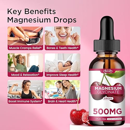Miniatura 10 de Magnesium Glycinate Supplement, Magnesium Liquid Drops 500mg-Support Stress Relief, Relaxation, Mood, Sleep, Bone & Muscle-2 Fl Oz, Vegan,