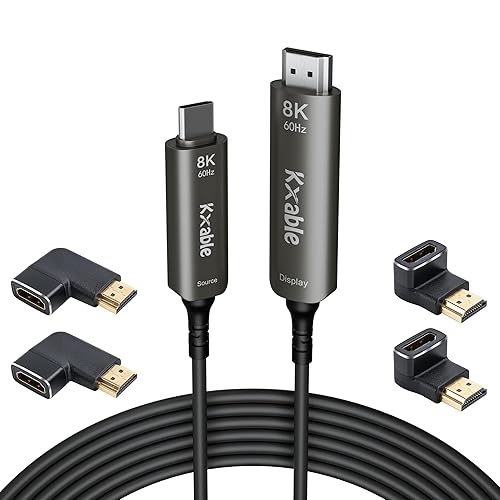 Cable USB C a HDMI 2.1 de 35 pies, cable USB 3.1 tipo C a 8K de fibra óptica HDMI, (8K 60 Hz, 4K a 120 Hz) compatible con Thunderbolt 34, para