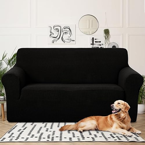 Miniatura 26 de U-NICE HOME Funda elástica para sofá de 2 plazas, funda protectora de muebles para sofá de 2 plazas, apta para mascotas (sofá biplaza, beige)