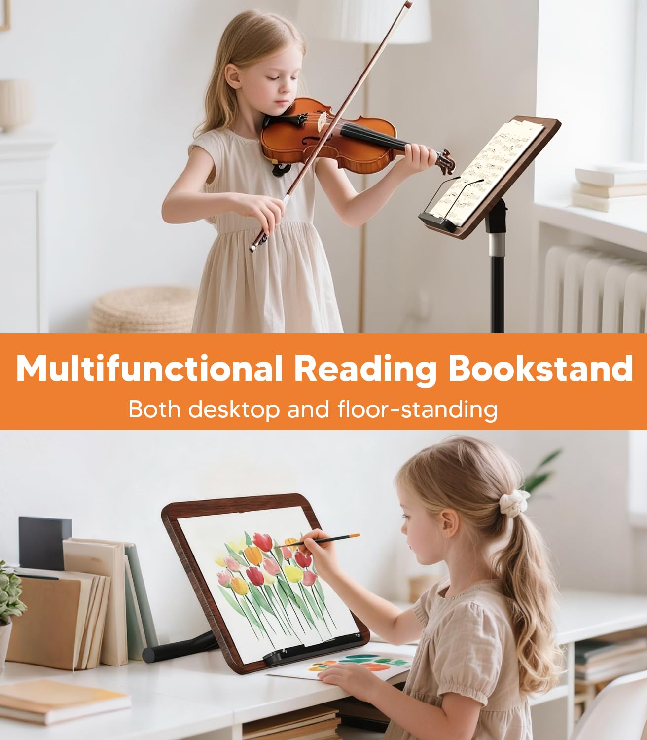 Support de livre 2 en 1 réglable en hauteur avec plateau XXL inclinable à 180° Support lecture Pupitre de musique Support pour ordinateur portable Base antidérapante pour enfants et adultes