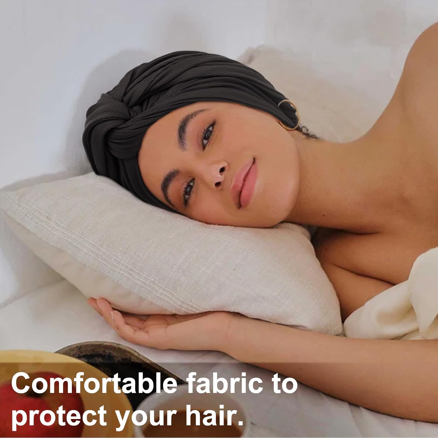 DRESHOW African Turban for Women Knotted Hairwraps Headwraps Ribbed Turban Stretch Jersey Head Scarf Chemo Cancer Cap - Image 3