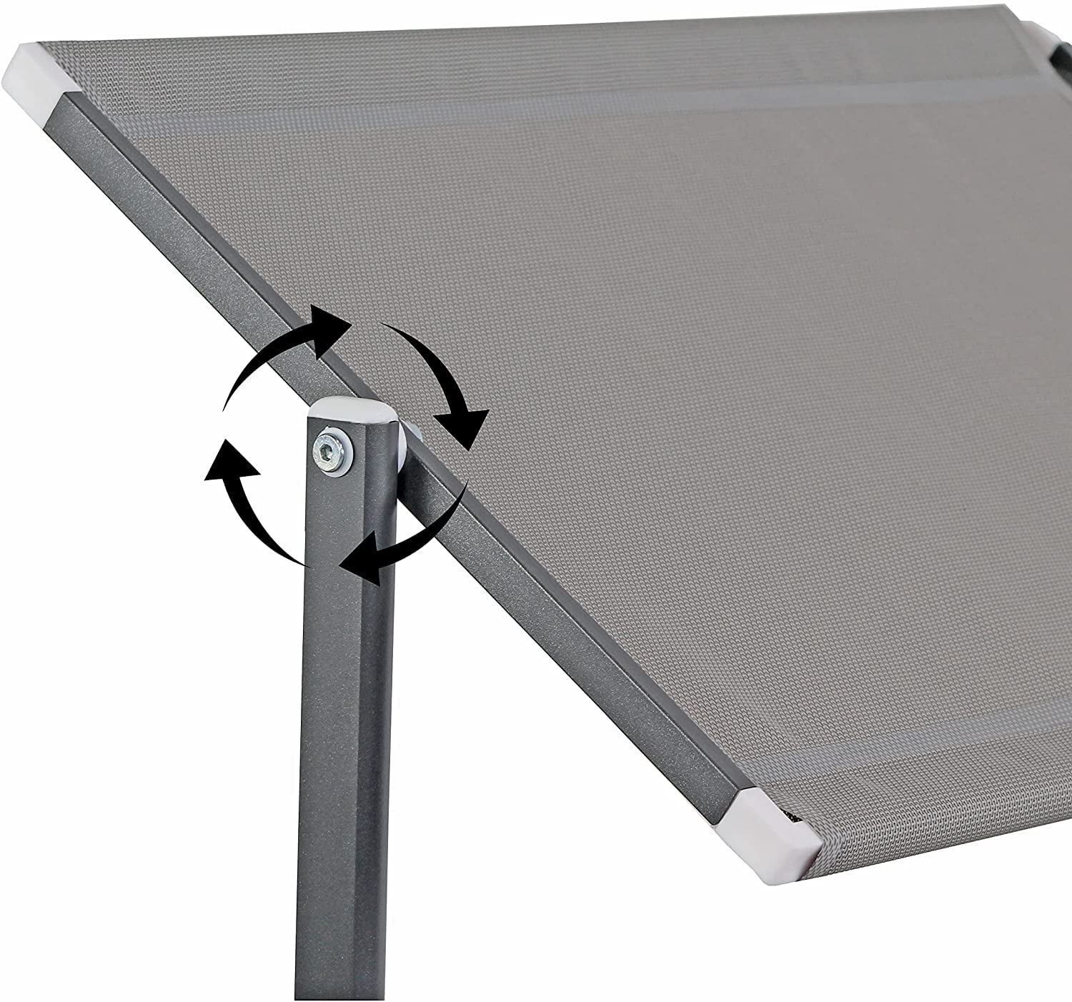 Estosa - Lettino prendisole con struttura in alluminio colorata e textilene, robusto e leggero, adatto per stabilimenti balneari, piscine, giardini, terrazze (Grigio/alluminio grigio PACCO DOPPIO)