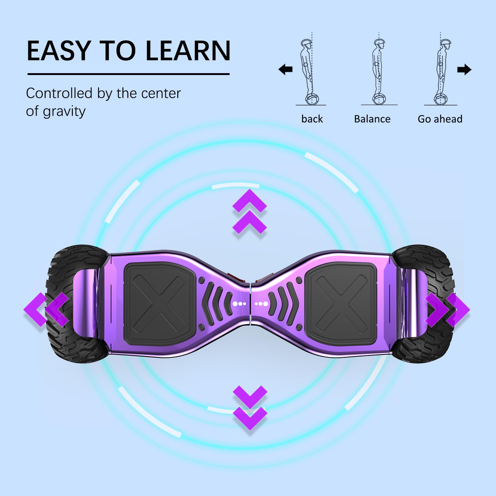 VOUUK 8,5 Zoll Hummer Offroad-Hoverboard, App-Steuerung, mit Bluetooth und LED-Licht, leistungsstarker Motor, geeignet für Erwachsene und Kinder
