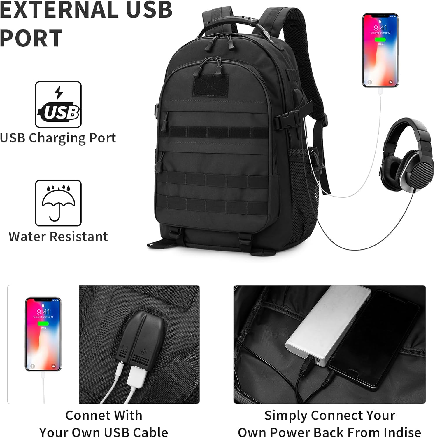 HUNTVP Military Tactical Backpack 40L Large Army 3 Day Assault Pack Molle Bag Backpacks WR Hunting Rucksack Assault Pack - Image 3