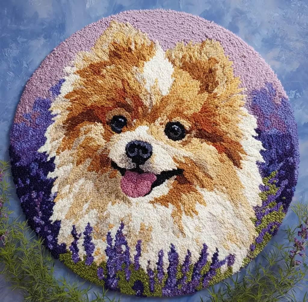 Kitquiver Latch Hook Cushion Kits F Diy Latch Hook Rug Kit For Aldult,Pomeranian 50X 50Cm