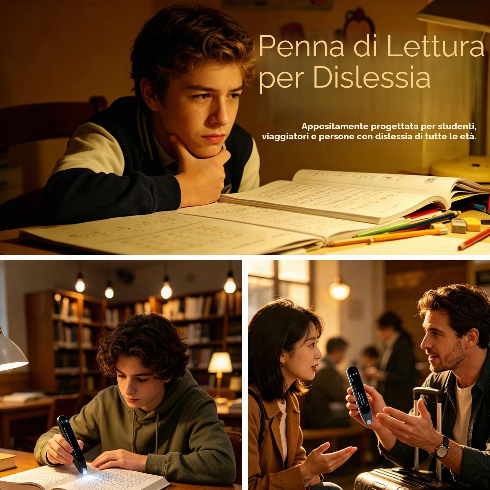 Penna di traduzione e scansione per studenti di lingue, dislessia e difficoltà di apprendimento, penna per lettore di testo a voce, penna traduttore per 142 lingue (grigio