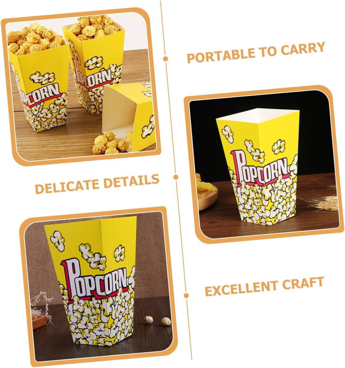 100pcs Popcorn Favor Boxes Snack Containers Parties and Events French Fries Holders Decorative Patterns Lightweight and Design