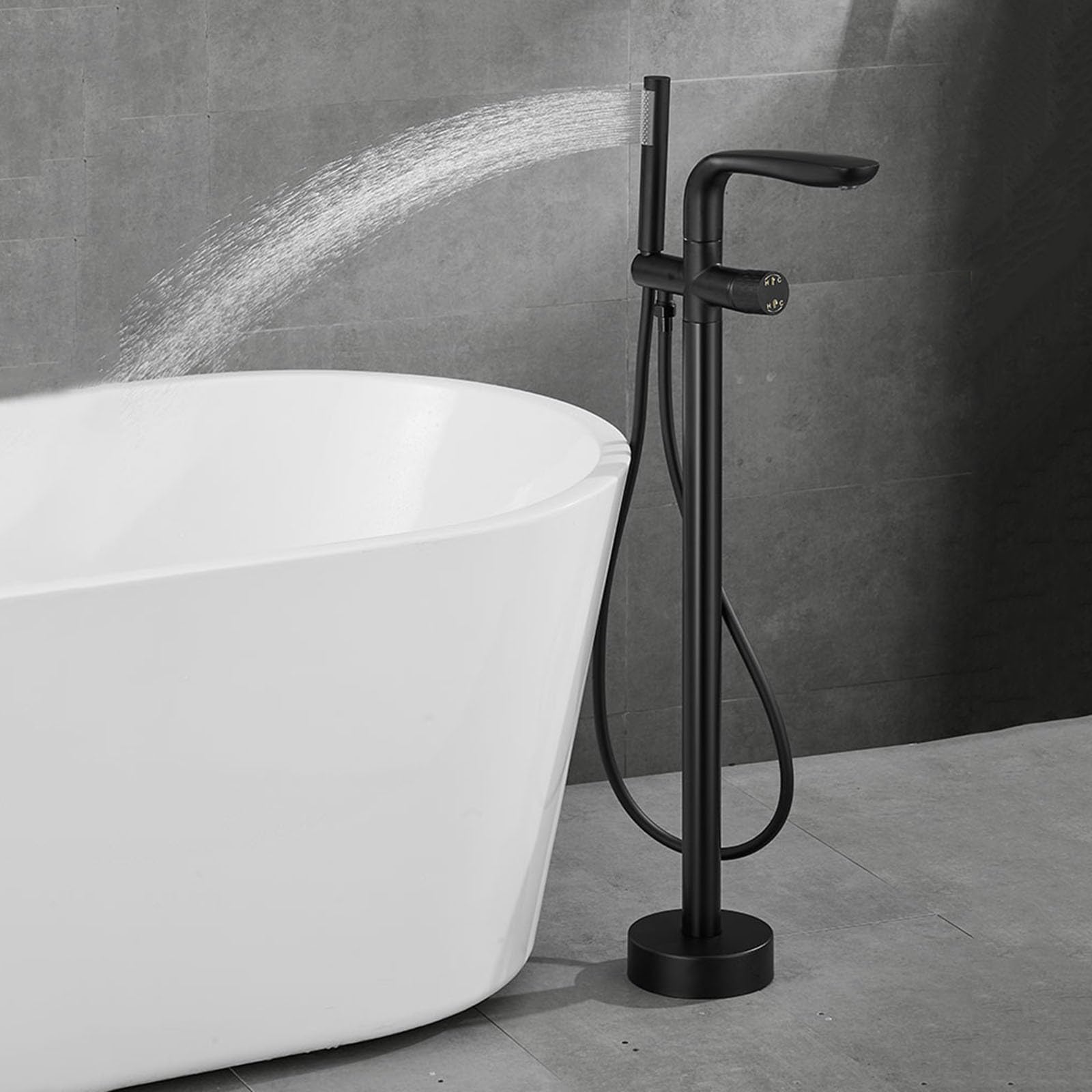 Système de douche sur pied robinet baignoire douchette à main noir G1/2