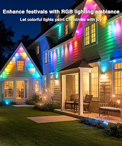 Miniatura 4 de Luces permanentes para exteriores para casa, 200 pies, 120 RGB+IC, decoración inteligente para exteriores, 50 modos de escena, control remoto y