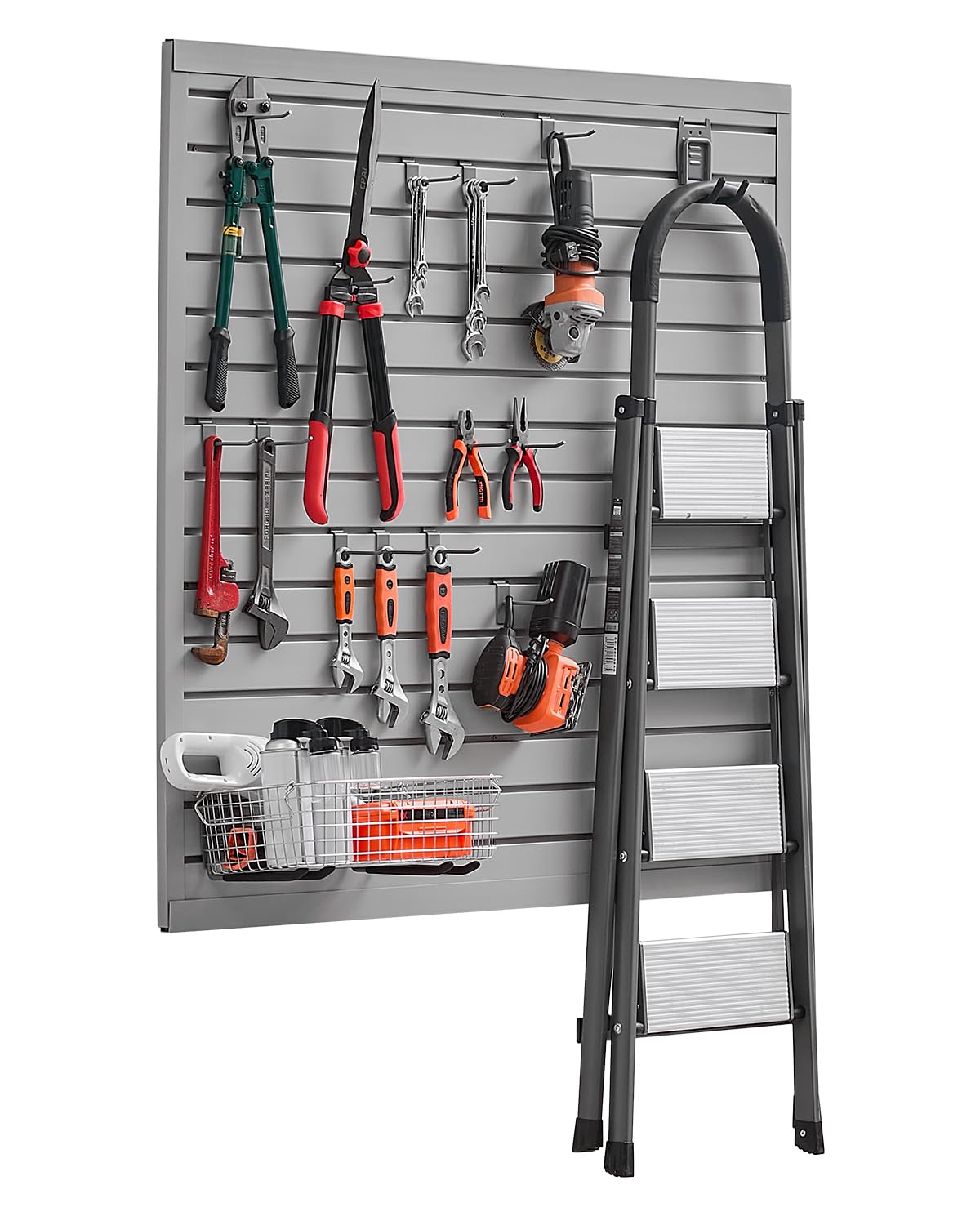 VEVOR Werkzeugwand – PVC-Lamellenwand für Garagen, 1230 × 1235 × 20 mm, grauer Wand-Organizer