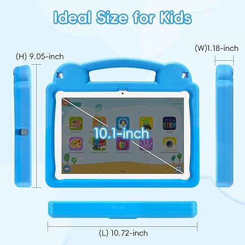 Miniatura 7 de Tableta para niños, tableta Android de 10.1 pulgadas para niños, A523 Octa-Core, 8GB+64GB, batería de 5000mAh con funda azul EVA, Wi-Fi 6 (2.4 GHz y