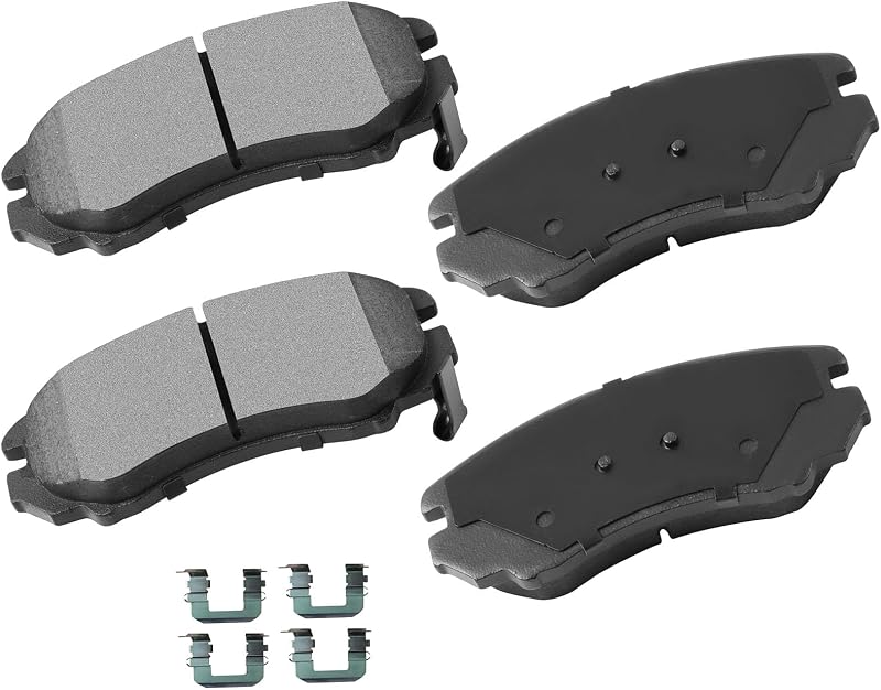Pastilhas de freio dianteiras cerâmicas cciyu D924 com ferragens para Hyundai e Kia – Jogo com 4 unidades