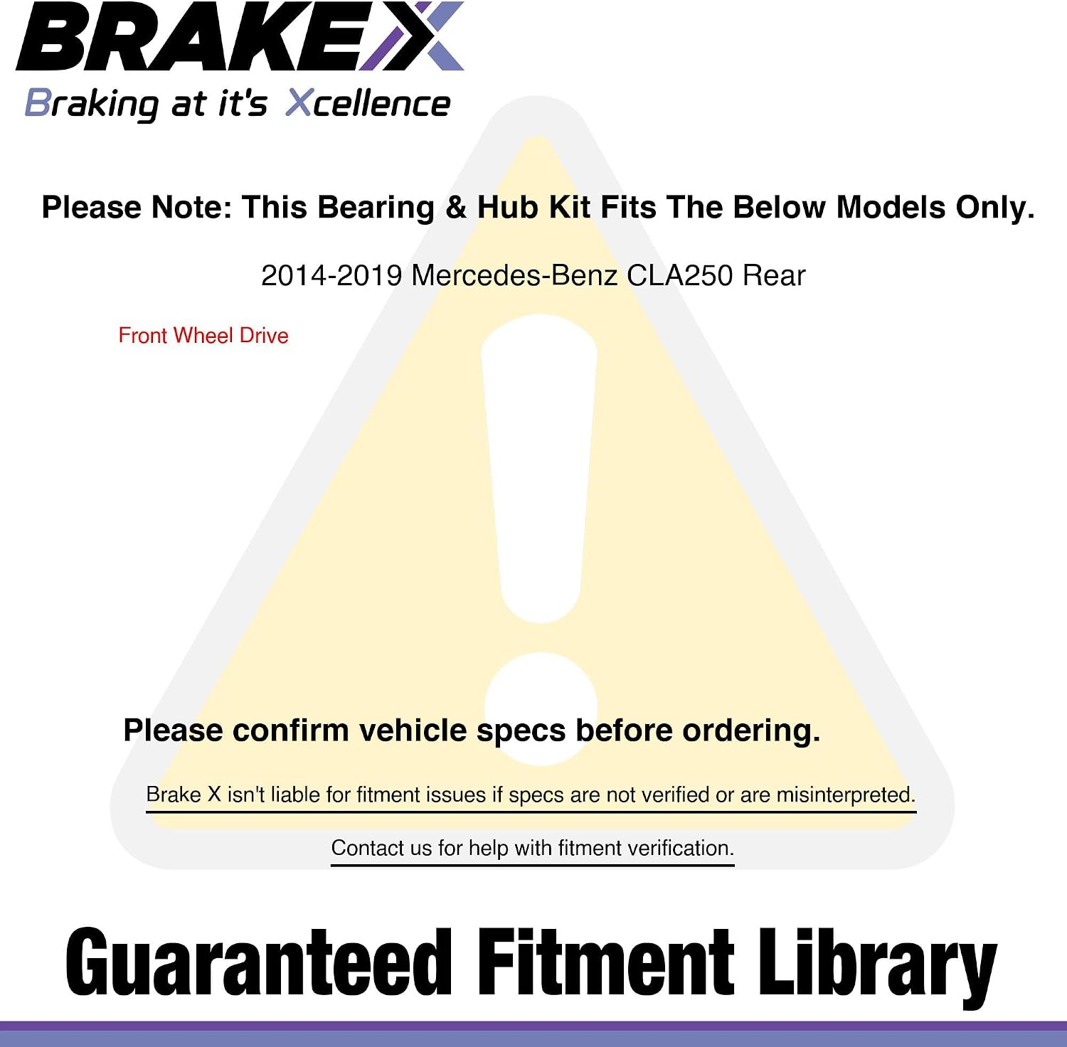 Brake X Rear Wheel Bearing and Hub Assembly for 2014-2019 Mercedes-Benz CLA250 | HC Series Rear wheel hub assembly