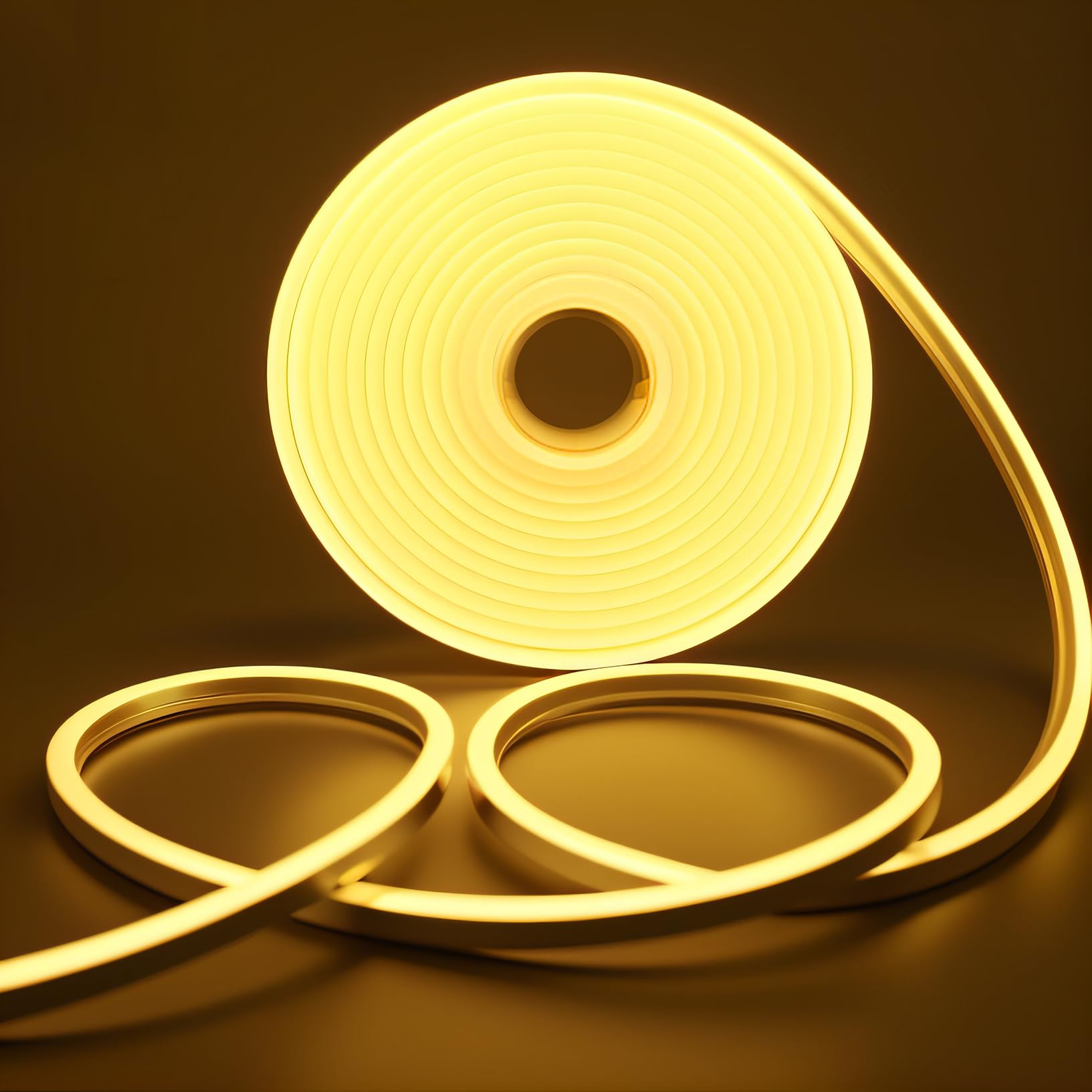SUCIKORIO Neon LED Strip 2m/6.6ft - Warm White 3000K Flexible Waterproof IP65 Rope With Power Supply for Bedroom, Indoor & Outdoor — image 1