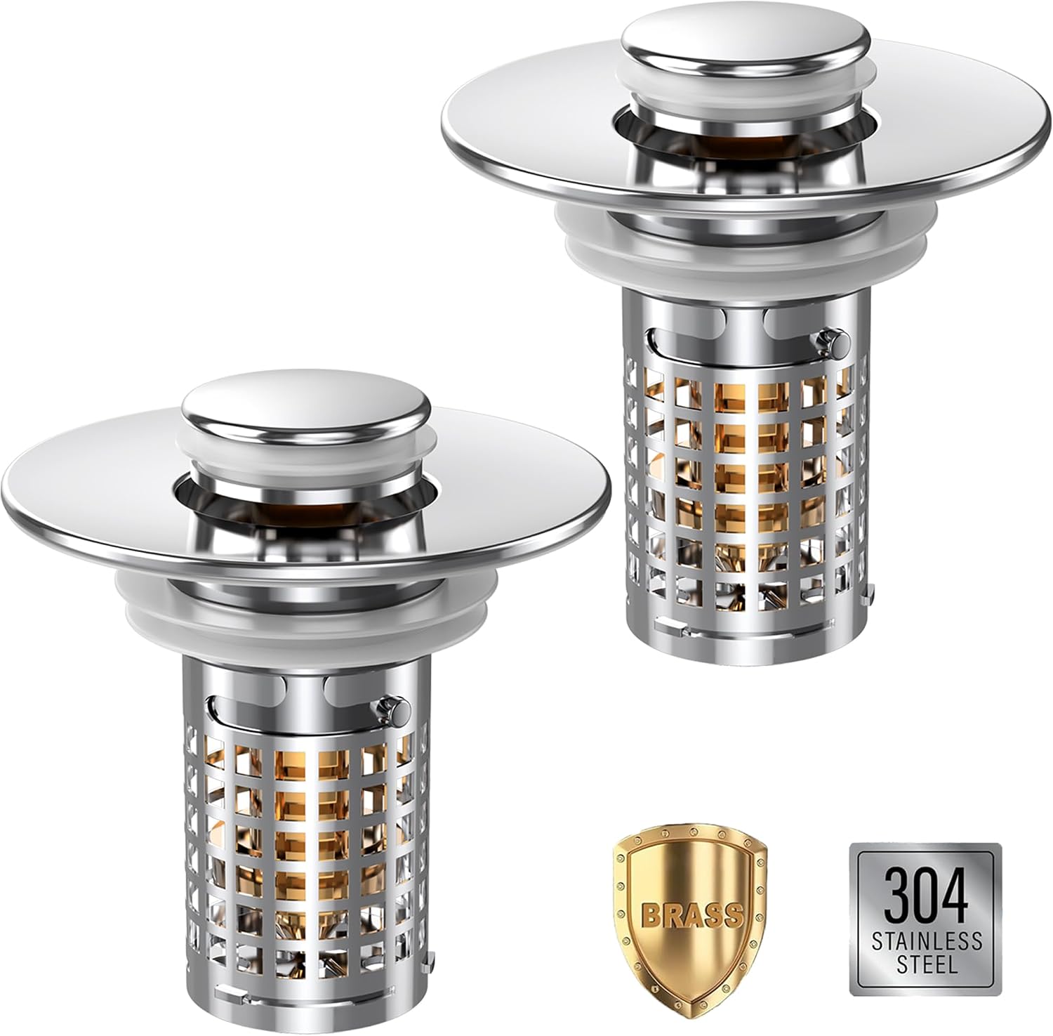 Sink Stopper Hair Catcher, Pop-up Sink Drain Strainer with Removable Stainless Steel Strainer Basket Hair Catcher, Bathroom Sink Strainer for Bathroom Sink Stopper (1PCS) thumbnail