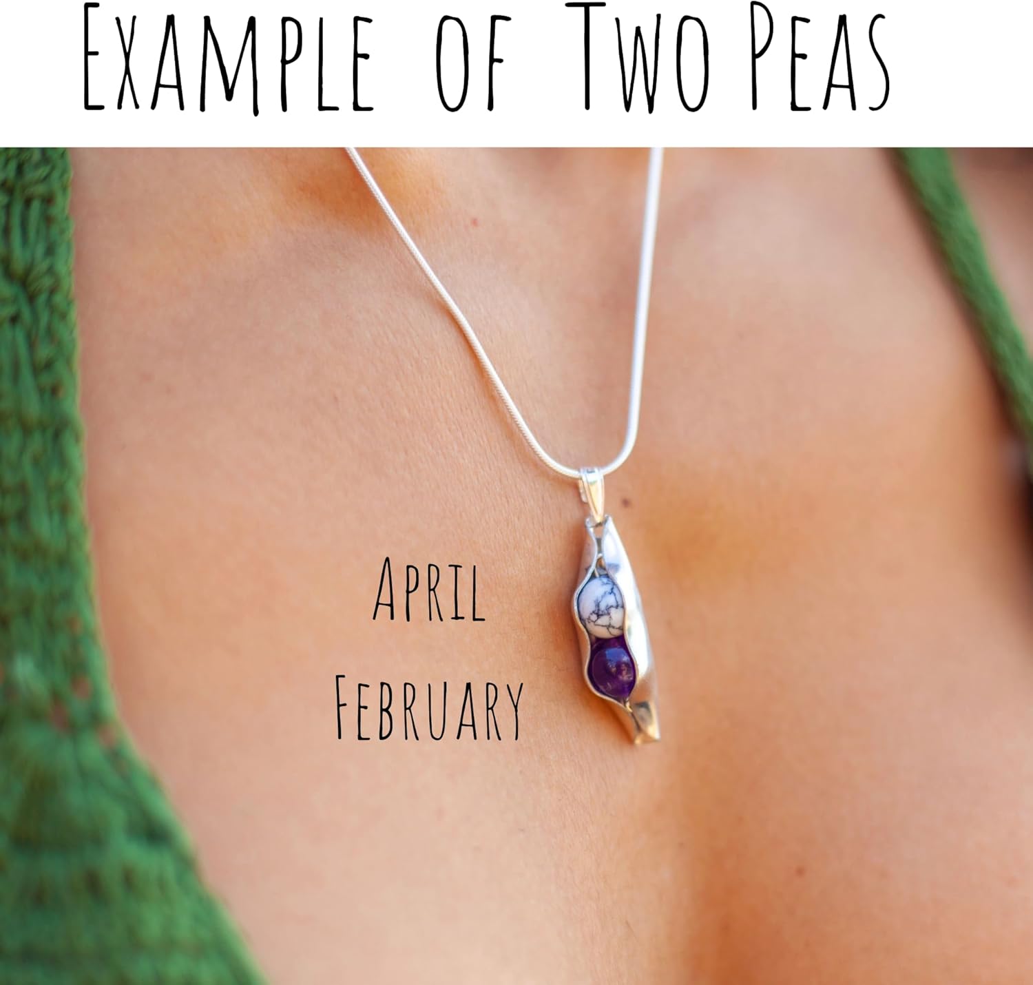 Wedding Anniversary | Two Peas In A Pod Necklace | Two Birthstones Of Your Choice | Wife Anniversary